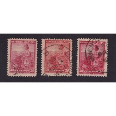 ARGENTINA 1899 GJ 253/5 ESTAMPILLAS USADAS LOS 3 DIFERENTES COLORES U$ 13,80